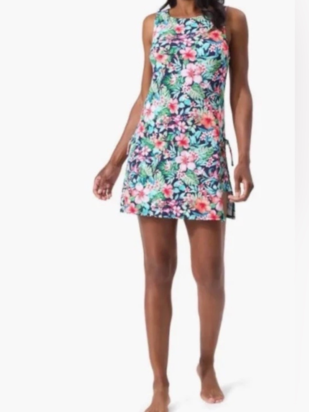 Tommy Bahama Navy Floral Halter Tie-Side Mini Dress